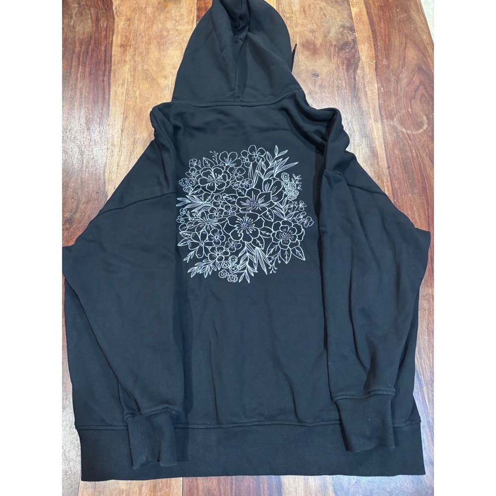 Twik par Simons hoodie women large black floral graphic organic cotton pullover